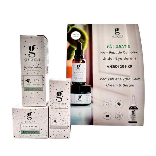 3for2 TILBUD: GRUMS hydra calm ansigtscreme & serum + GRATIS øjenserum